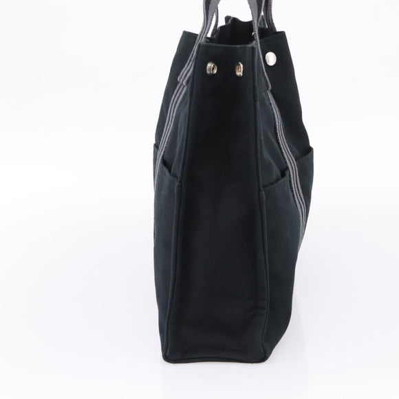 HERMES Fourre Tout MM Hand Bag Canvas Black Silver Auth 202228A