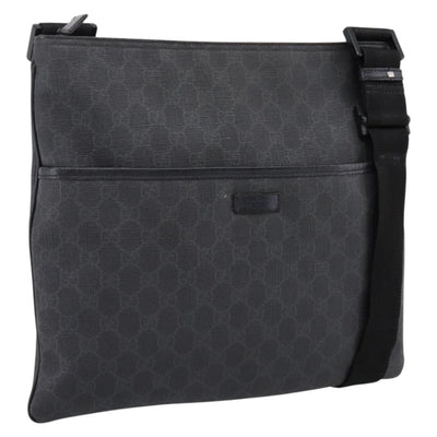 GUCCI GG Supreme Shoulder Bag PVC Black Silver 162904 Auth 202229A