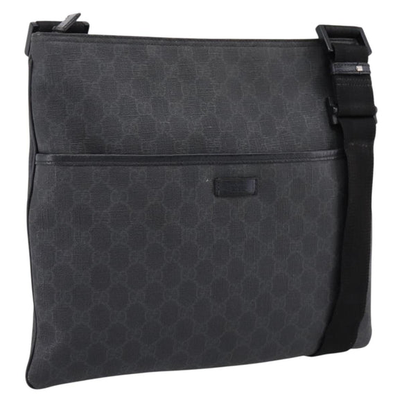 GUCCI GG Supreme Shoulder Bag PVC Black Silver 162904 Auth 202229A