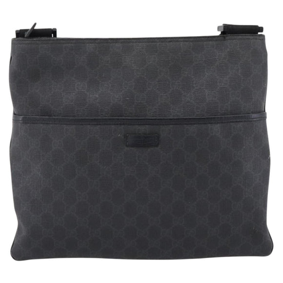 GUCCI GG Supreme Shoulder Bag PVC Black Silver 162904 Auth 202229A