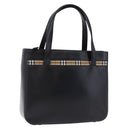 Burberrys Nova Check Hand Bag Leather Black Beige Auth 202233-1