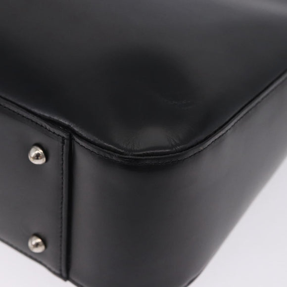 Burberrys Nova Check Hand Bag Leather Black Beige Auth 202233