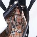 Burberrys Nova Check Hand Bag Leather Black Beige Auth 202233-19