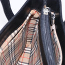 Burberrys Nova Check Hand Bag Leather Black Beige Auth 202233-21