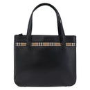 Burberrys Nova Check Hand Bag Leather Black Beige Auth 202233-13
