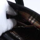 Burberrys Nova Check Hand Bag Leather Black Beige Auth 202233-23