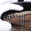 Burberrys Nova Check Hand Bag Leather Black Beige Auth 202233-11