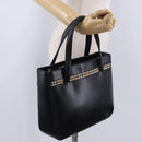 Burberrys Nova Check Hand Bag Leather Black Beige Auth 202233-26