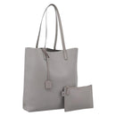 SAINT LAURENT Tote Bag Leather Gray Gold Tone Auth 202234-1
