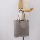 SAINT LAURENT Tote Bag Leather Gray Gold Tone Auth 202234-24
