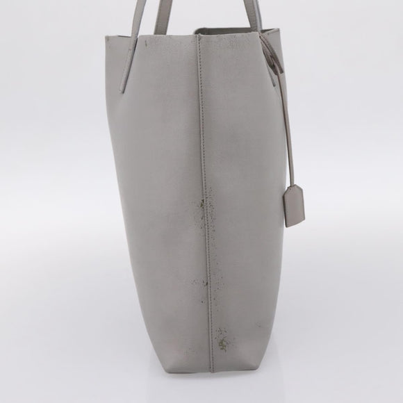 SAINT LAURENT Tote Bag Leather Gray Gold Tone Auth 202234