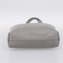 SAINT LAURENT Tote Bag Leather Gray Gold Tone Auth 202234-9