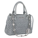 Miu Miu Matelasse Chain Shoulder Bag Leather 2way Light Blue Silver Auth 202235M-1