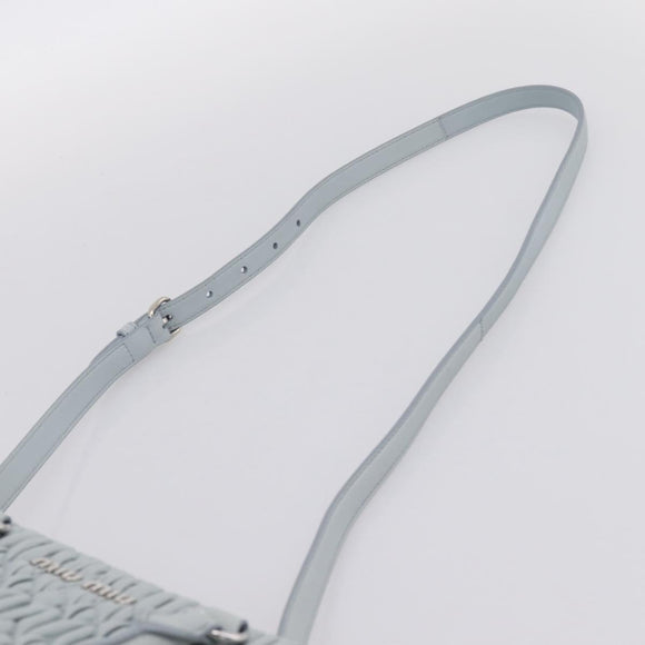 Miu Miu Matelasse Chain Shoulder Bag Leather 2way Light Blue Silver Auth 202235M