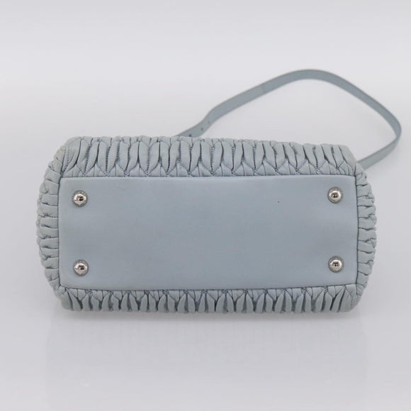 Miu Miu Matelasse Chain Shoulder Bag Leather 2way Light Blue Silver Auth 202235M