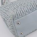 Miu Miu Matelasse Chain Shoulder Bag Leather 2way Light Blue Silver Auth 202235M-18