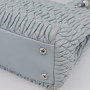 Miu Miu Matelasse Chain Shoulder Bag Leather 2way Light Blue Silver Auth 202235M-19