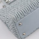 Miu Miu Matelasse Chain Shoulder Bag Leather 2way Light Blue Silver Auth 202235M-20