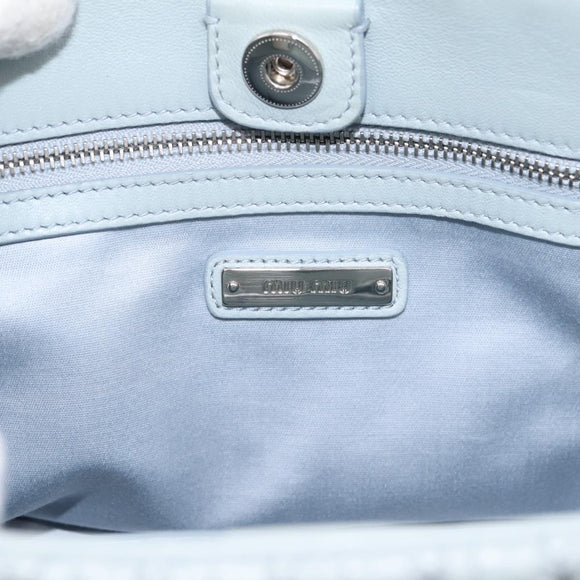 Miu Miu Matelasse Chain Shoulder Bag Leather 2way Light Blue Silver Auth 202235M