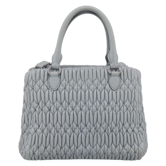 Miu Miu Matelasse Chain Shoulder Bag Leather 2way Light Blue Silver Auth 202235M