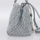 Miu Miu Matelasse Chain Shoulder Bag Leather 2way Light Blue Silver Auth 202235M-3