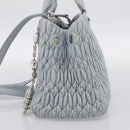 Miu Miu Matelasse Chain Shoulder Bag Leather 2way Light Blue Silver Auth 202235M-4