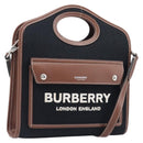 BURBERRY Hand Bag Canvas 2way Silver Black Auth 202239V-1