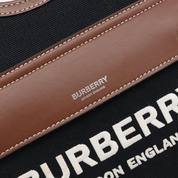 BURBERRY Hand Bag Canvas 2way Silver Black Auth 202239V