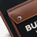 BURBERRY Hand Bag Canvas 2way Silver Black Auth 202239V-19