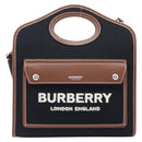 BURBERRY Hand Bag Canvas 2way Silver Black Auth 202239V-13