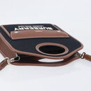 BURBERRY Hand Bag Canvas 2way Silver Black Auth 202239V-6