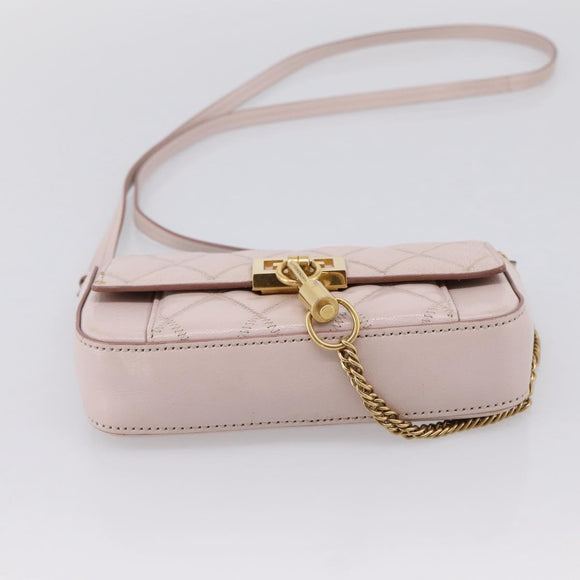 GIVENCHY Shoulder Bag Leather Pink Gold Tone Auth 202242A