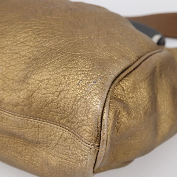 MARNI Hand Bag Leather 2way Gold Silver Auth 202246A