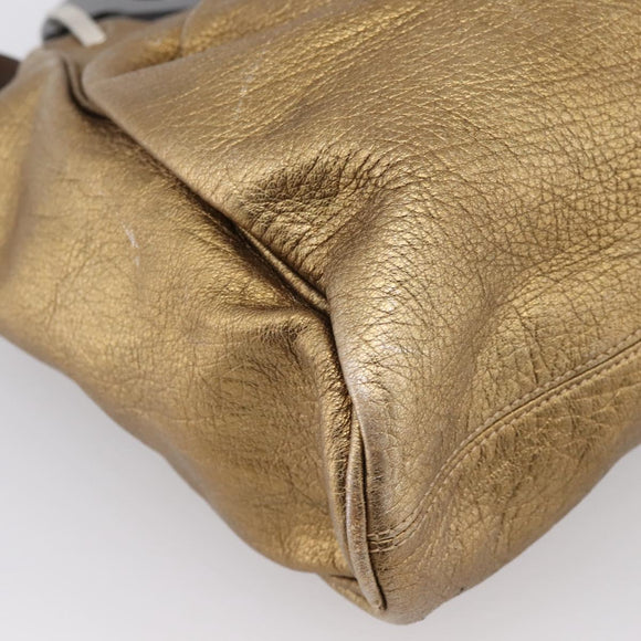 MARNI Hand Bag Leather 2way Gold Silver Auth 202246A