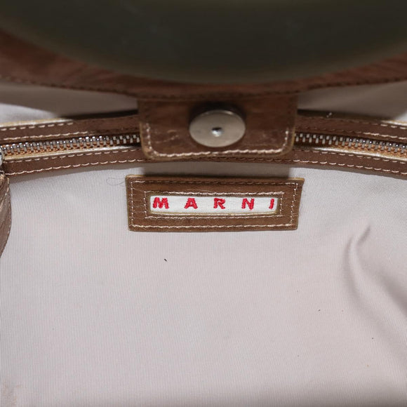 MARNI Hand Bag Leather 2way Gold Silver Auth 202246A