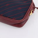 GUCCI Horsebit Shoulder Bag Canvas Navy Gold Tone Auth 202249-12