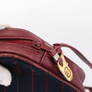 GUCCI Horsebit Shoulder Bag Canvas Navy Gold Tone Auth 202249-14