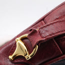GUCCI Horsebit Shoulder Bag Canvas Navy Gold Tone Auth 202249-22