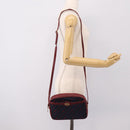 GUCCI Horsebit Shoulder Bag Canvas Navy Gold Tone Auth 202249-23