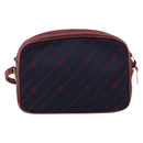 GUCCI Horsebit Shoulder Bag Canvas Navy Gold Tone Auth 202249-3