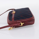 GUCCI Horsebit Shoulder Bag Canvas Navy Gold Tone Auth 202249-4