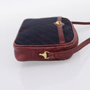 GUCCI Horsebit Shoulder Bag Canvas Navy Gold Tone Auth 202249-5