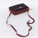 GUCCI Horsebit Shoulder Bag Canvas Navy Gold Tone Auth 202249-7