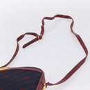 GUCCI Horsebit Shoulder Bag Canvas Navy Gold Tone Auth 202249-8