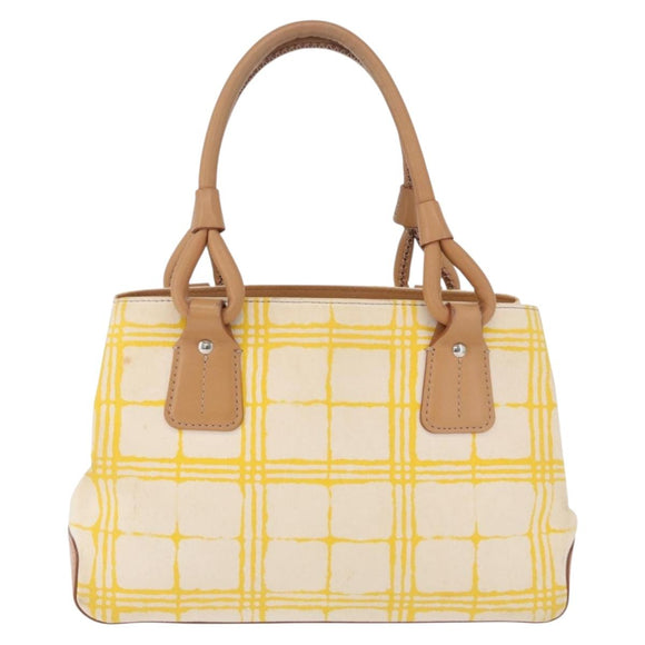 BURBERRY Hand Bag Canvas Yellow Beige Auth 202250A