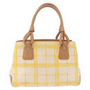BURBERRY Hand Bag Canvas Yellow Beige Auth 202250A-4