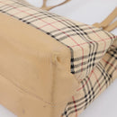 Burberrys Nova Check Tote Bag Canvas Beige Silver Auth 202251A-9