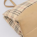 Burberrys Nova Check Tote Bag Canvas Beige Silver Auth 202251A-14