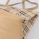 Burberrys Nova Check Tote Bag Canvas Beige Silver Auth 202251A-15