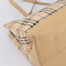 Burberrys Nova Check Tote Bag Canvas Beige Silver Auth 202251A-16